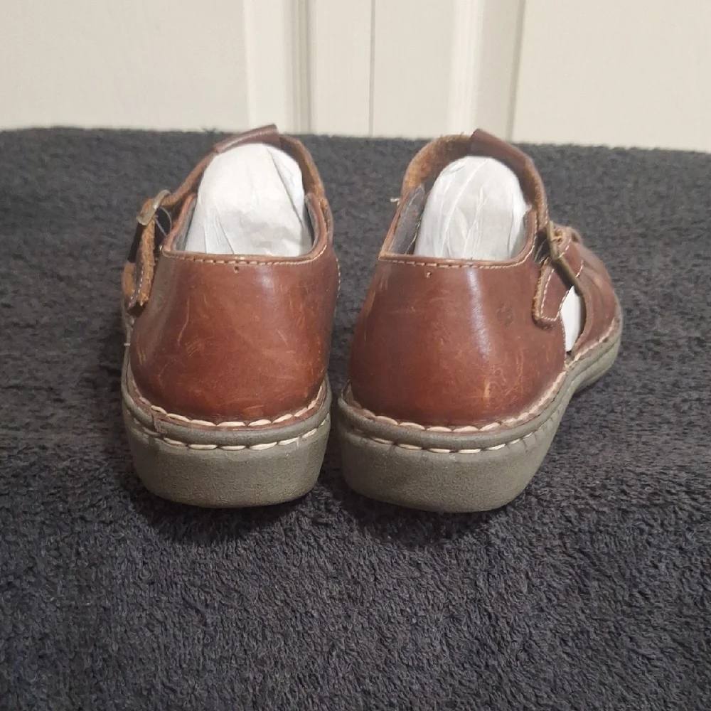 Vintage Bass Brown Leather Woven Espadrilles-8½
